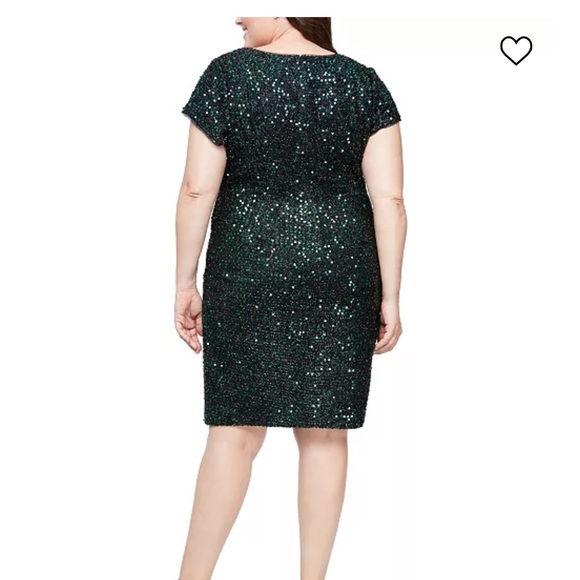 Women’s Green Sequin Sheath Dress Size 14 - Picture 2 of 5